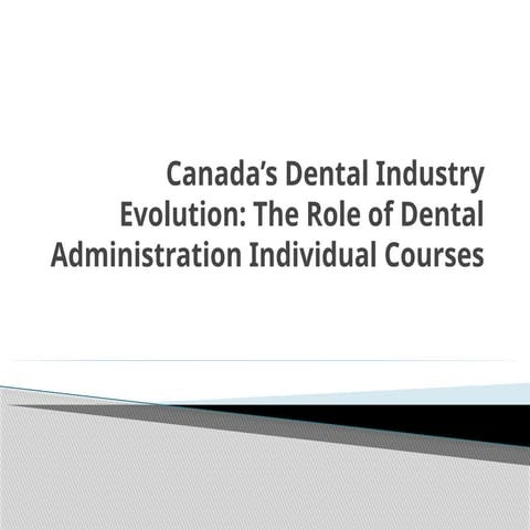 Canada’s Dental Industry Evolution The Role of Dental Administration ...