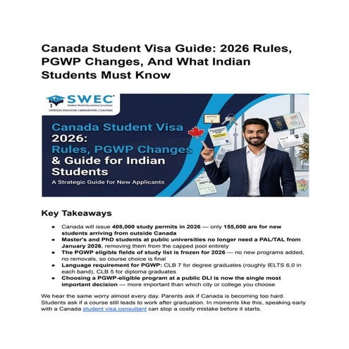 Canada Student Visa 2026: New PGWP Rules & Key Changes Explained | PDF