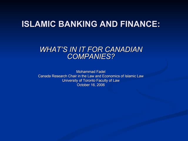 Canadian Banks Islamic FINANCE