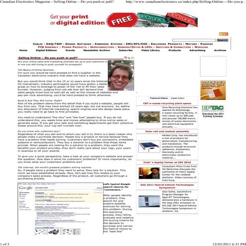 Selling Online – Do You Push Or Pull