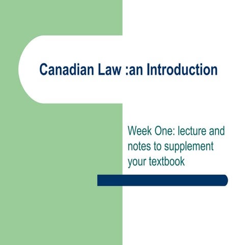 Canadian Law Chapter One Ppt