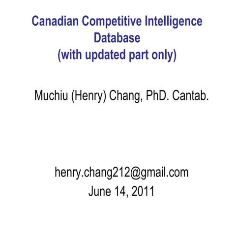 The Archived Canadian Patent Competitive Intelligence (June 14, 2011)
