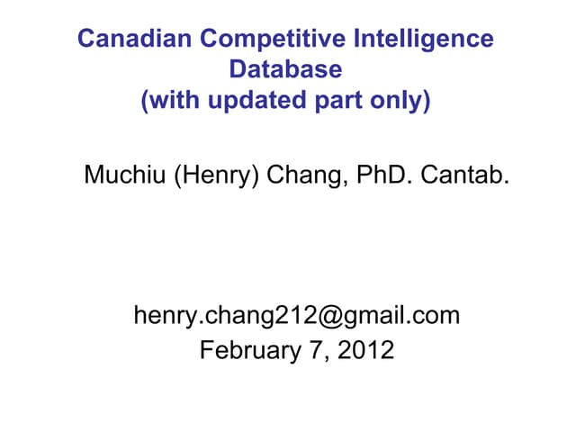 The Archived Canadian Patent Competitive Intelligence (2012/2/7)