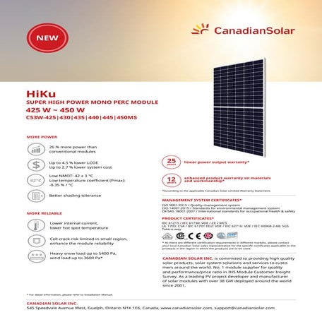 Canadian solar HiKU CS3W-440