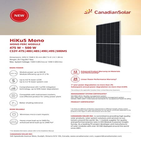 Canadian solar flyer-hi-ku5_cs3y-490ms . Mono 490 watt canadian