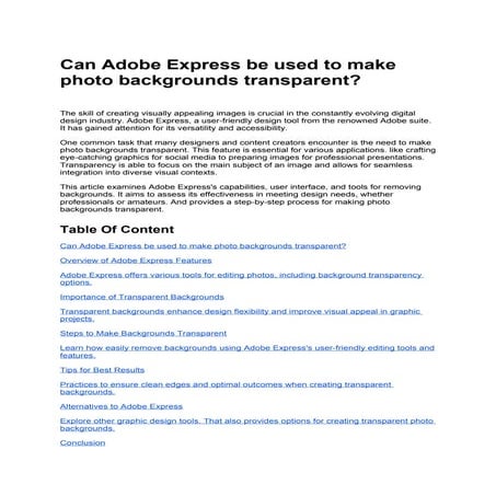 Can Adobe Express be used to make photo backgrounds transparent.docx