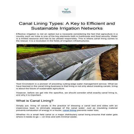 Canal Lining Types for Sustainable Irrigation | Yooil