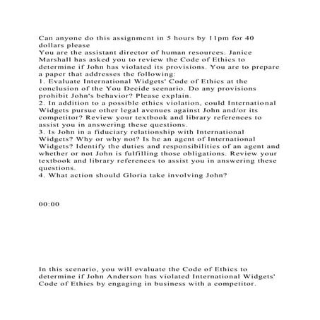 Can anyone do this assignment in 5 hours by 11pm for 40 dollars plea.docx