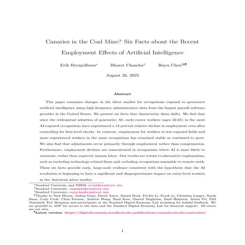 Canaries in the Coal Mine? Six Facts about the Recent Employment Effects of A...