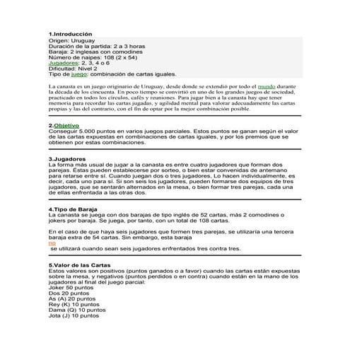 Juego Canasta