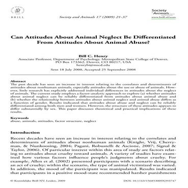 Can attitudes about animal neglect be diff erentiated