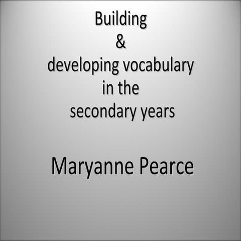 Canberra  T & L Secondary Vocabulary