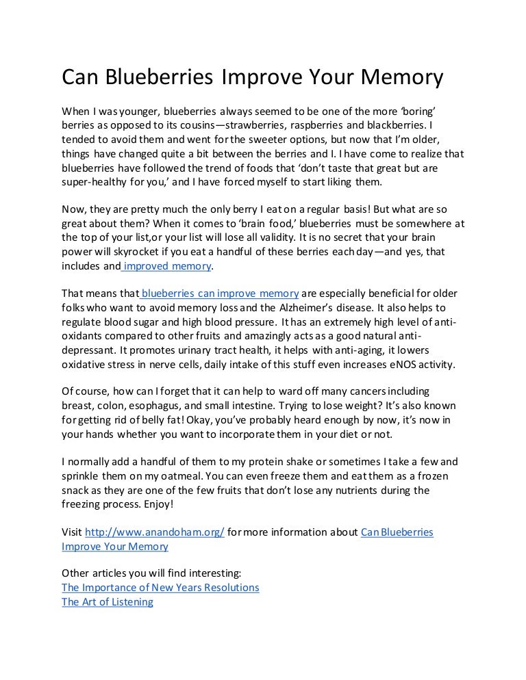 Can blueberries improve your memory