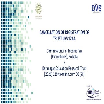 CANCELLATION OF REGISTRATION OF TRUST U/S 12AA