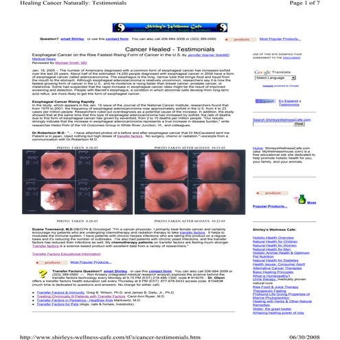 Cancer healed-testimonials