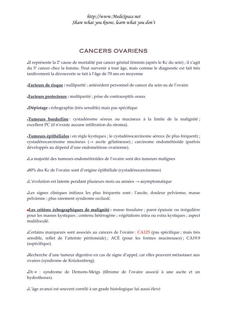 Cancers Ovariens