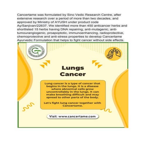 Revolutionizing Cancer Care: Meet Cancertame, a Breakthrough Ayurvedic ...