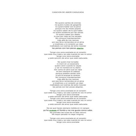 Cancion de amor caducada