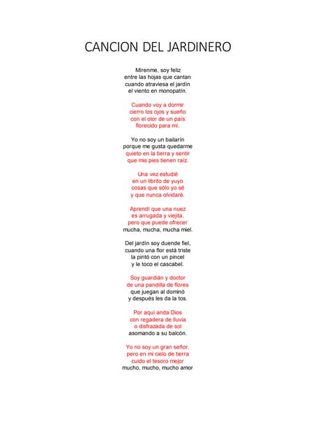 Cancion del jardinero