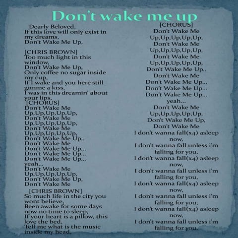 Cancion don’t wake me up