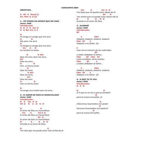 Cancionero con acordes  de la renovacion carismatica