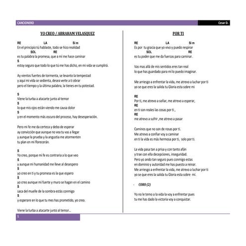 Cancionero cristiano especial