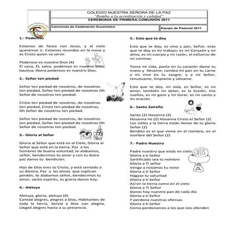 CANTOS DE COMUNION CATOLICOS & LITÚRGICOS PARA LA SANTA MISA | PDF