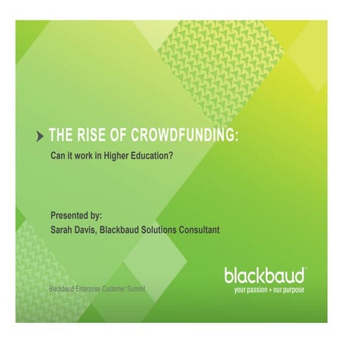 Can Crowd Funding Work in Higher Ed?