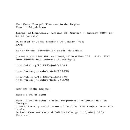 Can Cuba Change Tensions in the Regime Eusebio Mujal-León