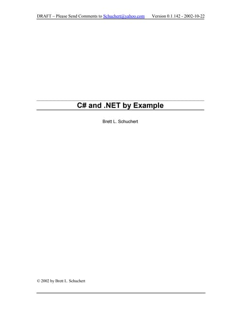 C# and Dot Net by Example