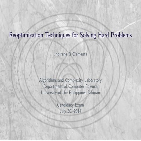 Reoptimization techniques for solving hard problems