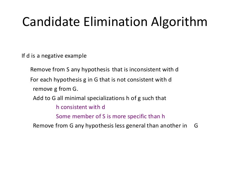 Candidate elimination example