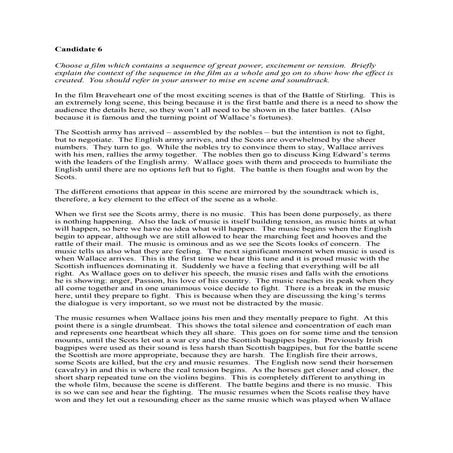 Candidate example essay with comments
