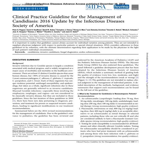 CANDIDIASIS 2016 GUIA IDSA 