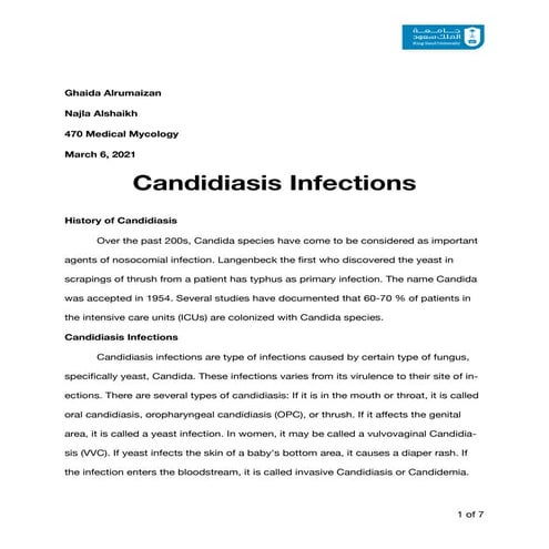 Candidiasis infections 