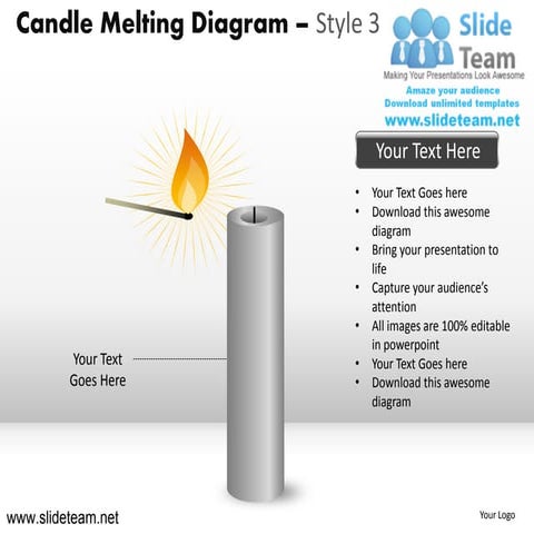 Candle melting diagram design 3 powerpoint presentation templates.