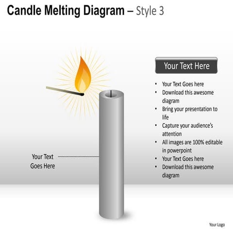 Candle melting diagram style 3 powerpoint presentation templates