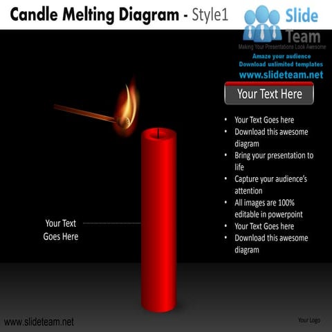 Candle melting steps diagram design 1 powerpoint ppt templates.