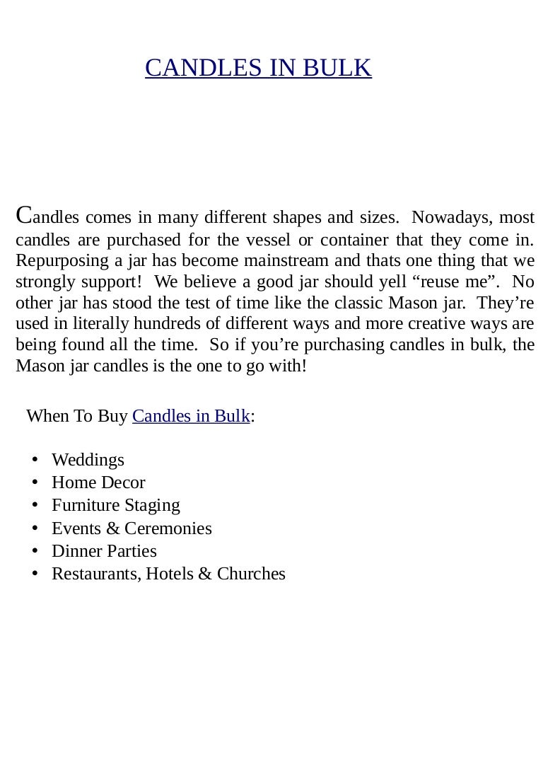 Candles in bulk word