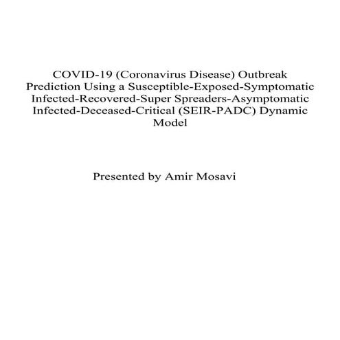 COVID-19 (Coronavirus Disease) Outbreak  Prediction Using a Susceptible-Expos...
