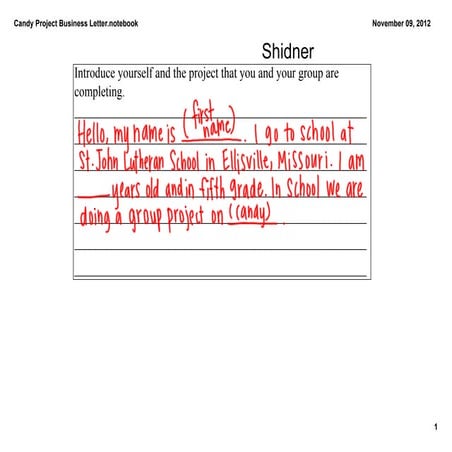 Candy Project Business Letter