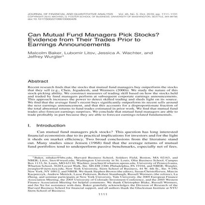 Can fundmanagerspickstocks baker