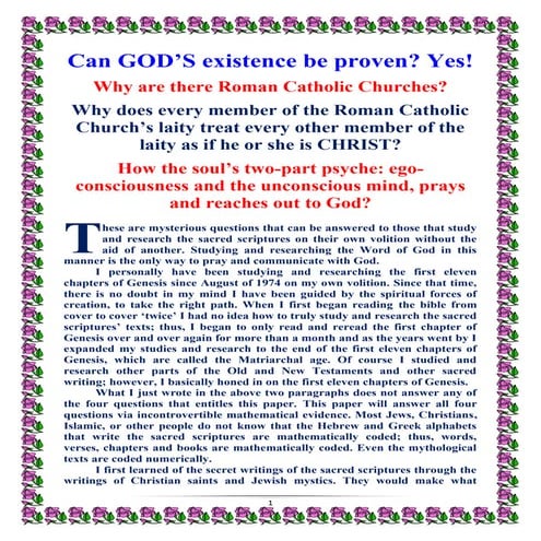 Can GOD'S existence be proven? Yes!