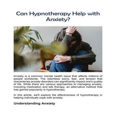 Can Hypnotherapy be Effective in Managing Anxiety?