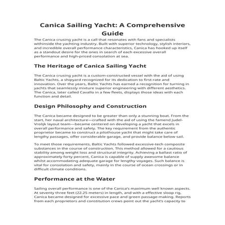 Canica Sailing Yacht： A Comprehensive Guide | DOCX