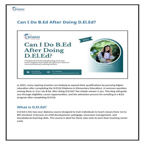 Can I Do B.Ed After Doing D.El.Ed ...... | DOCX
