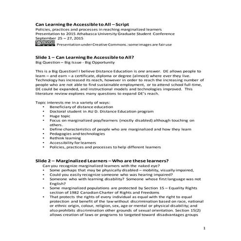 Can learning be accessible to all–Script klamn