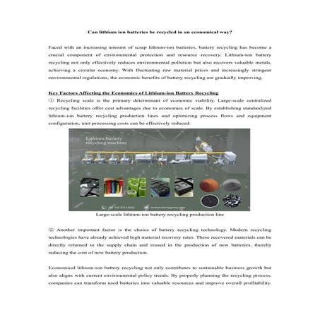 Recycling and Reusing of used lithium ion batteries | PPTX