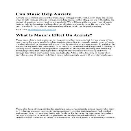 The Influence of Music on Mental Health and Emotional Well-Being | PDF