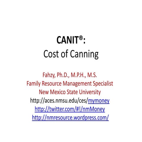 Home Canning - Cost